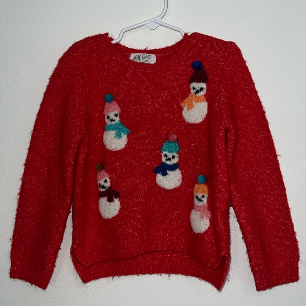 H&M Vibrant Red Knit Sweater Ugly cute Christmas winter Toddler Girl Boy